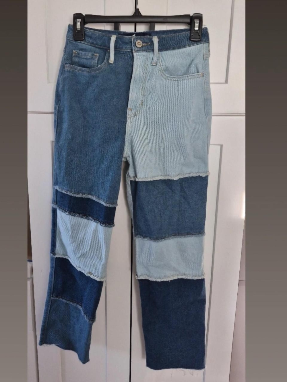 Hollister Two-Tone Patchwork Blue Straight Jeans